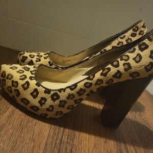 Michael Kors Leopard Print Heels Size 10 Block Heel